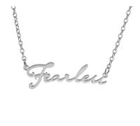 Silver Fearless Word Album Singer Albums Art Hoe Harajuku Gift Bundle Charm Chain Costume Y2K Aesthetic Girls Womens Ladies Fashion Costume Choker Outfits Accessories Gifts Jewellery Necklace