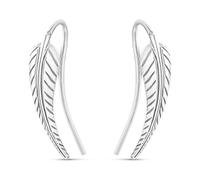 Silver Feather Crawler Earrings -20mm - F05026