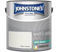 Silver Feather Johnstone’s Wall & Ceiling Soft Sheen Paint 2.5L - Subtle Sheen Finish, Durable & Washable, Quick Dry, Low Odour Interior Paint for Walls & Ceilings