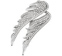 Silver Feather Rhinestone Brooch Pin for Women, Elegant Crystal Lapel Pin Alloy Feather Brooch for Suit, Coat, Hat, Scarf, Bag, Wedding Birthday Gift Jewelry with Gift Box