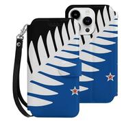 Silver Fern Flag Banner Cell Phone Front Flip Case Compatible with iPhone 15/15 Plus/15 Pro/15 Pro Max Soft Protective Shell