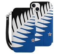 Silver Fern Flag Banner Cell Phone Front Flip Case Compatible with iPhone 15/15 Plus/15 Pro/15 Pro Max Soft Protective Shell