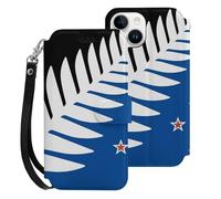 Silver Fern Flag Banner Cell Phone Front Flip Case Compatible with iPhone 15/15 Plus/15 Pro/15 Pro Max Soft Protective Shell