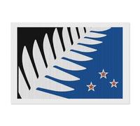 Silver Fern Flag Banner Diamond DIY Painting Kits Horizontal Round Full Drill Digital Art Craft for Home Office Wall Decor 8"x12"