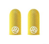 Silver Fiber Gaming Thumb Sleeves for Mobile Phones丨 2-Pack Thin Silky Tip Covers with High Conductivity for Smooth TOUCHs and Quick Reactions in For PUBG and(Yellow)
