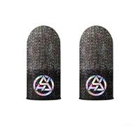 Silver Fiber Gaming Thumb Sleeves for Mobile Phones丨 2-Pack Thin Silky Tip Covers with High Conductivity for Smooth TOUCHs and Quick Reactions in For PUBG and(Black)