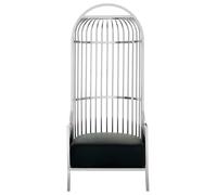 Silver Finish Dome Cage Chair, Statement Stainless Steel Art Deco Accent Chair, Cage Design with Faux Leather Interiors by Premier Silver One Size