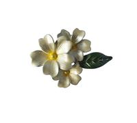 Silver Finish Primrose Yellow Flower Brooch