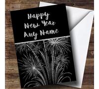 Silver Fireworks Personalised New Years Card | New Year Card | Happy New Year Card