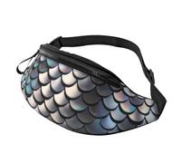 Silver Fish Scale Bum Bag Waist Fanny Pack,Adjustable Waist Bag for Women Men