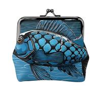 Silver Fish Scale Full Double-Sided Printed Pattern Women's and Girls' Fashionable Leather Kiss Lock Coin Purse Card Bag
