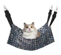 Silver Fish Scale Hanging Pet Hammock with Adjustable Straps and Metal Hooks Double Sided Bed