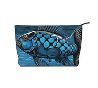 Silver Fish Scale Leather Travel Toiletry Bag with Zipper,Cosmetic Bags for Women,Small Make Up Bag for Purse,Portable Travel Cosmetic Bag Gift Bag for Women Girls Lady