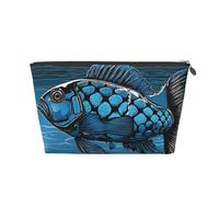 Silver Fish Scale Leather Travel Toiletry Bag with Zipper,Cosmetic Bags for Women,Small Make Up Bag for Purse,Portable Travel Cosmetic Bag Gift Bag for Women Girls Lady