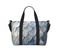 Silver Fish Scale Print Hand Travel Bag with Zipper Weekender Overnight Bag for Women Men Carry On