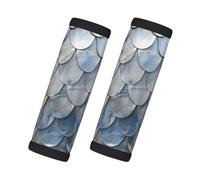 Silver Fish Scale Print Handles Protection Luggage Handle Wrap Grips 2 Packs Suitcase Identifiers Soft Grip
