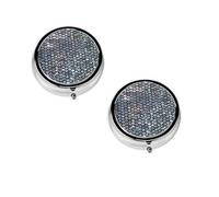 Silver Fish Scale Print Pill Box, Round Pill Organizer, 3 Compartment Small Pill Case for Purse & Pocket, Portable Medicine Box, Travel Pill Case