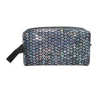 Silver Fish Scale Print Travel Bag Toiletry Makeup Organizer for Women and Men, Large Capacity for Cosmetic, Accessories, Toiletries, Shampoo, and Essentials