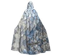 Silver Fish Scale Print Unisex Adults Hooded Cloak Cape,Hooded Robe Cloak,Oversized Hood Cloak,Halloween Cloak