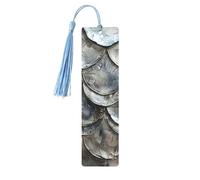 Silver Fish Scale Print Wooden Bookmarks Beautiful Notebook Accessories for Men Women Book Lovers