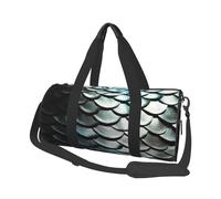 Silver Fish Scale Printed Sports Gym Bag with Wet Pocket & Shoes Compartment, Travel Duffel Bag for Men Women