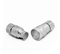 Silver Flat Face Hydraulic Quick Coupler 1/2 Inch Body 3/4 Inch Npt Thread Nickel Plated Copper Fitting For Heavy Duty Industrial Use(B)