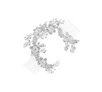 Silver Floral Crystal Double Hair Comb - Gift Pouch Jon Richard Silver One Size
