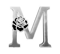 Silver Floral Design Shiny Acrylic Mirror Letters - Free Combination Letters Decorative Mirrors - Thickened DIY Alphabet Wall Stickers Decor (20cm, Letter M)
