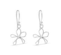Silver Flower Hook Wire Earrings - 25mm drop - F05012
