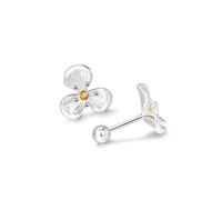 Silver Flower Stud Earrings for Women, Dainty Orchid Floral Earrings with Cubic Zirconia, Silver Flower Earrings Jewellery Gifts for Girls Teens