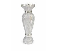Silver Flower Vase Crushed Diamond Mirrored Mosaic Crystal Bling Ornament Handmade Ceramic Sparkle Vase for Living Room, Dining Table, Home Decor, Faux Flower Display - 30cm Tall