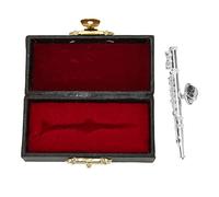 Silver Flute Brooch, Mini Flute Shaped Model Brooch Pin with Red Velvet Lined Instrument Case Musical Instrument Brooch Pin for Music Lover