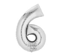 Silver Foil Balloon Number 6-80 cm Large Balloon for Birthday, Anniversary, Decoration, Party, Celebrations - High Quality Helium and Balloon in Gloss Finish for Relaxed Events
