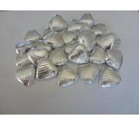 SILVER FOIL CHOCOLATE LOVE HEARTS WEDDING FAVOURS X100