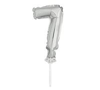 Silver Foil Number 7 Balloon Cake Topper (12cm) - Perfect for Milestone Celebrations - 1 Pc