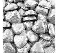 Silver Foil Wrapped Chocolate Hearts Wedding Party Table Favours - 100 Pk