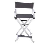Silver Folding Director's Chair - Portable Aluminum Makeup Artist Chair, Lightweight & Durable, Ideal for On-the-Go Professionals, Easy to Store & Transport