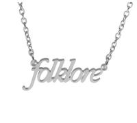 Silver Folklore Word Album Singer Albums Art Hoe Harajuku Gift Bundle Charm Chain Costume Y2K Aesthetic Girls Womens Ladies Fashion Costume Choker Outfits Accessories Gifts Jewellery Necklace