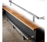 Silver Foot Rest Railing Square Pipe, Kitchen Island Foot Rest Bar 14.5 14.6 14.8 15.0 15.2 15.4 ft, Heavy Duty Undercounter Footrest Pole Linear Footrest(7.7ft/235cm)