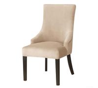 Silver for Fox Velvet Chair Cover for Dining Room, Elastic Stretch Fit for Home & Hotel Use, Plush Fabric Armless Seat Cover, Beige