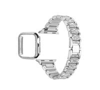 (Silver, for iWatch 40 mm) Diamond Strap & Bling PC Bumper Case for Apple Watch Series SE 6 38 40 42 44 mm