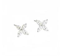 Silver Four Leaf Clover Stud Earrings for Women,Pure Copper Lucky Clover Studs,Elegant Dainty Daily Wear Jewelry for Adult Women