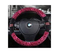 (Silver Fox Velvet Rose Red, Type D) Autumn and winter car steering wheel cover leopard print plush cover winter warm non-slip four seasons universal
