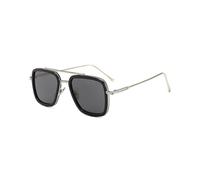 (Silver Frame Black Gray Lenses) Tony-stark Edith Avengers Retro Sunglasses Iron-man Vintage Square Glasses