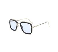 (Silver Frame Light Blue Lenses) Tony-stark Edith Avengers Retro Sunglasses Iron-man Vintage Square Glasses