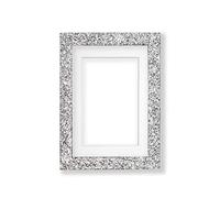 Silver Frame with White Mount - Glitter Range Photo Frame Sparkling Glitter Effect Photo/picture/poster frame - Moulding 32mm Wide and 14mm Deep - (35.5x27.9cm For 21x29.7cm) 14"x11" for A4 pictures