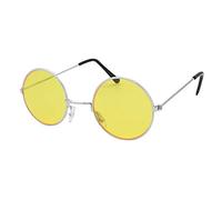 Silver Frame Yellow Lennon Glasses (1 Pc.) - Stylish & Trendy Eyewear Design, Perfect Accessory for Hippie, Music Festivals, World Book Day, & More Halloween Halloween