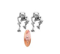 Silver Frog Earrings for Women Vintage Frogs Shaped Stud Earrings Cute Animal Earrings Frog Jewelry Gifts, Zinc, No Gemstone