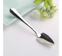 Silver Fruit Grapefruit Spoon Long Handle Stainless Steel 15.5cm Dessert Tea Coffee Tableware Cutlery Serrated Edge Specialty Spoons