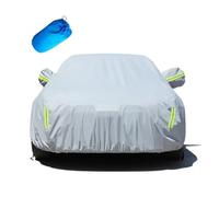 Silver Full Car Cover with Door Zipper Mirror Pocket Reflective Strips, Car Covers Waterproof, Dustproof Scratch proof UV resistant for Outdoor Saloon Hatchback SUV (D, YXL(SUV)530x200x175CM)